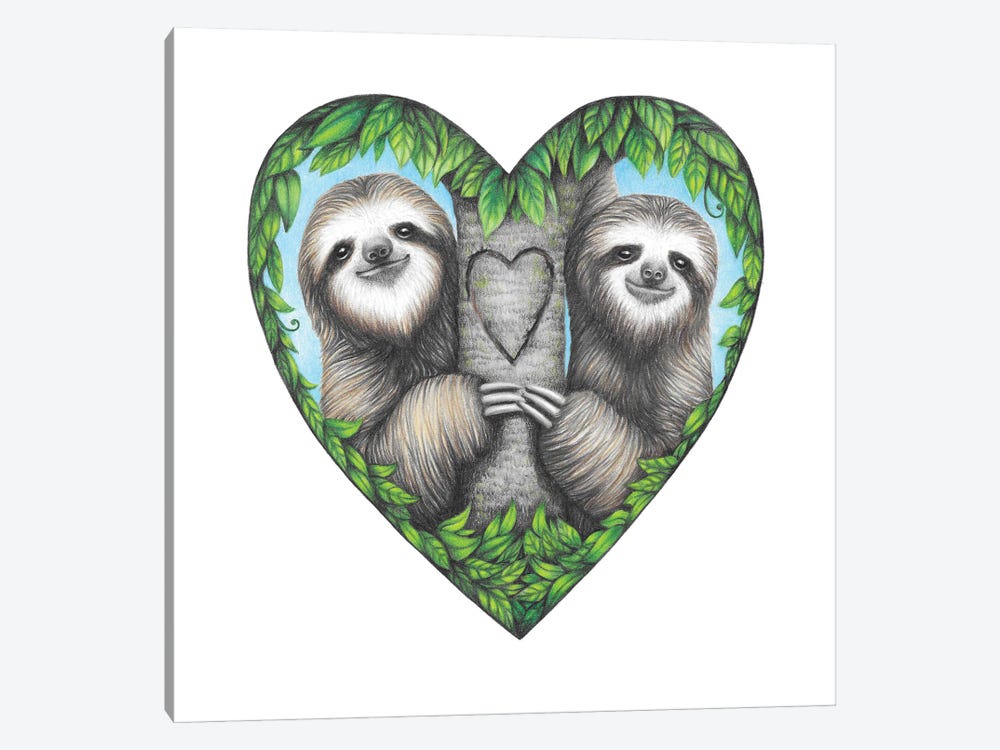 Sloth Love by Mandy Heck 1-piece Canvas Print