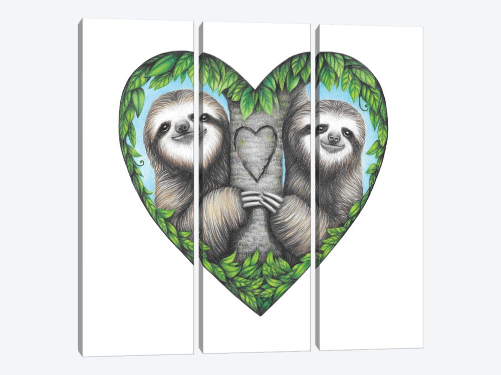 Sloth Love by Mandy Heck 3-piece Canvas Print