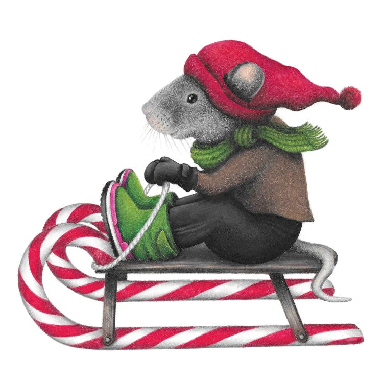 Sledding Mouse by Mandy Heck wall art