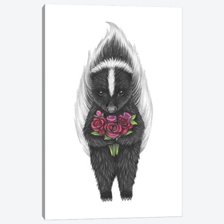Skunk With Roses Canvas Print #MHK17} by Mandy Heck Canvas Wall Art