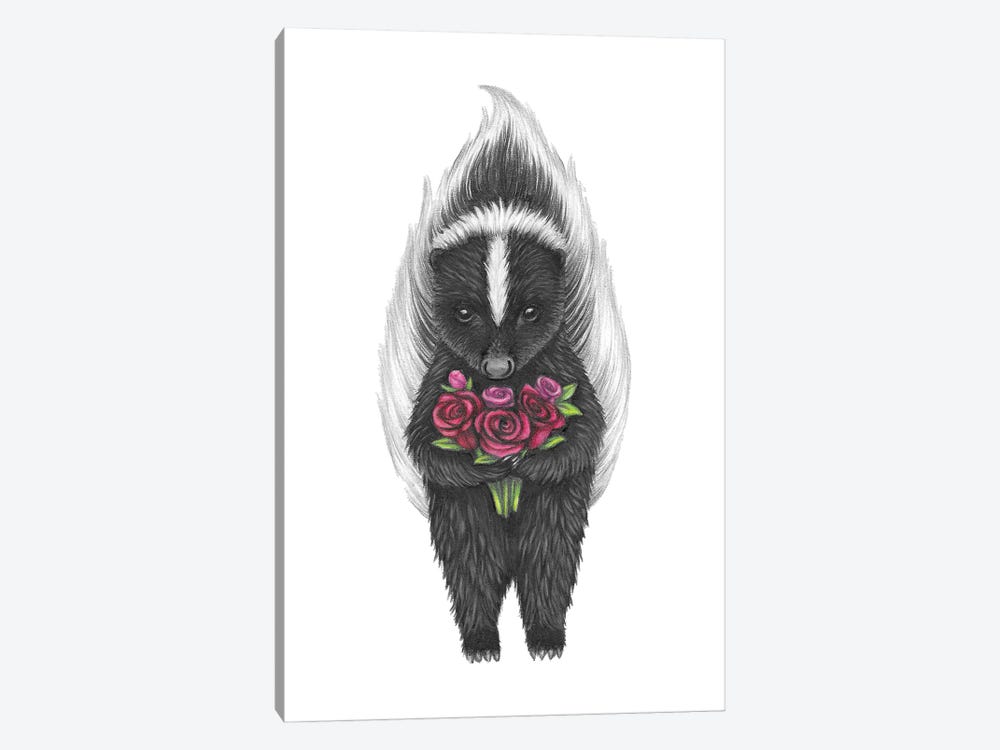 Skunk With Roses by Mandy Heck 1-piece Art Print