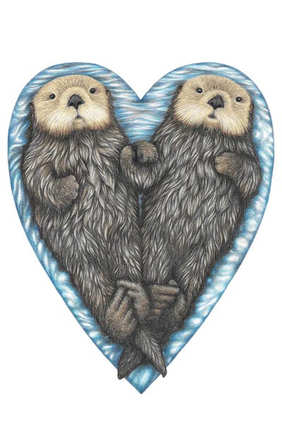 Sea Otter Heart by Mandy Heck metal wall art