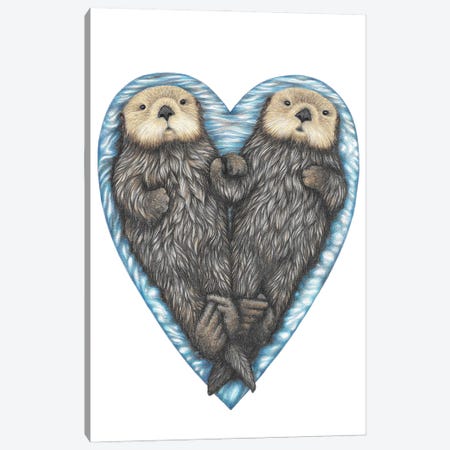 Sea Otter Heart Canvas Print #MHK19} by Mandy Heck Art Print