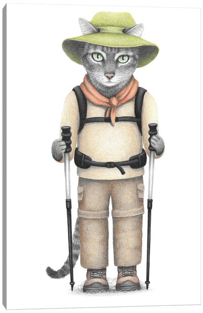 Hiker Cat Canvas Art Print - Lakehouse Décor