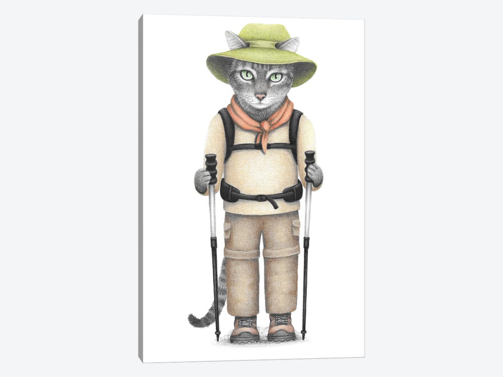 Hiker Cat by Mandy Heck 1-piece Art Print