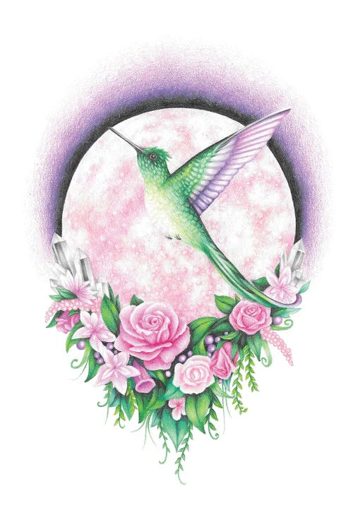 Hummingbird And A Pink Moon