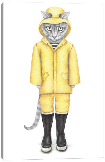 Rain Cat Canvas Art Print - Mandy Heck
