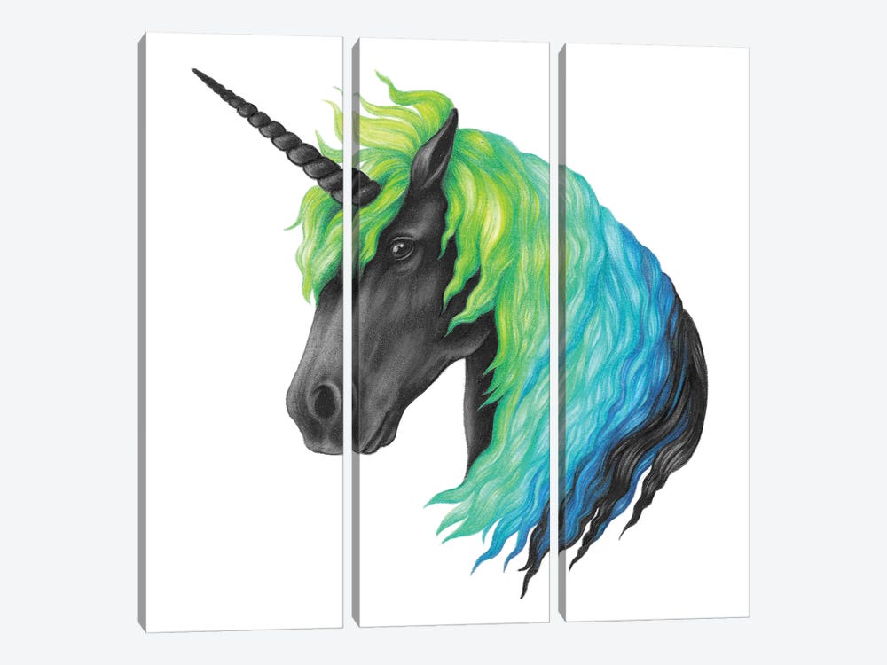 Black Unicorn by Mandy Heck 3-piece Canvas Art Print