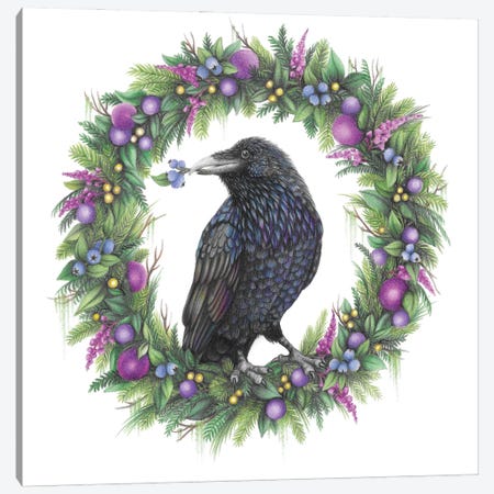 Raven On A Wreath Canvas Print #MHK38} by Mandy Heck Art Print