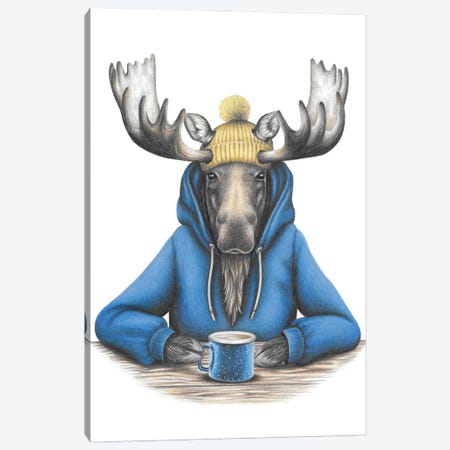 Coffee Moose Canvas Print #MHK40} by Mandy Heck Canvas Art