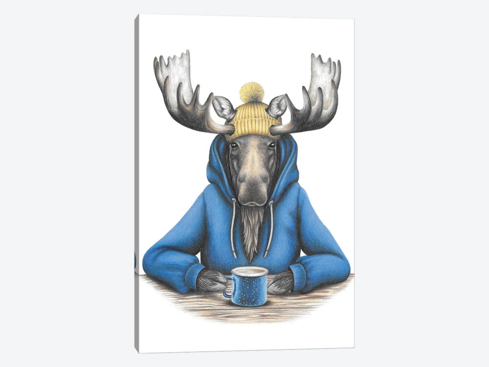 Coffee Moose by Mandy Heck 1-piece Canvas Art Print