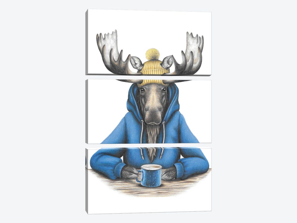 Coffee Moose by Mandy Heck 3-piece Art Print