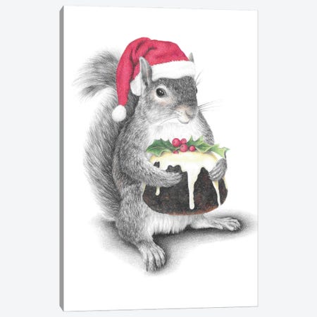 Santa Squirrel Canvas Print #MHK4} by Mandy Heck Canvas Artwork