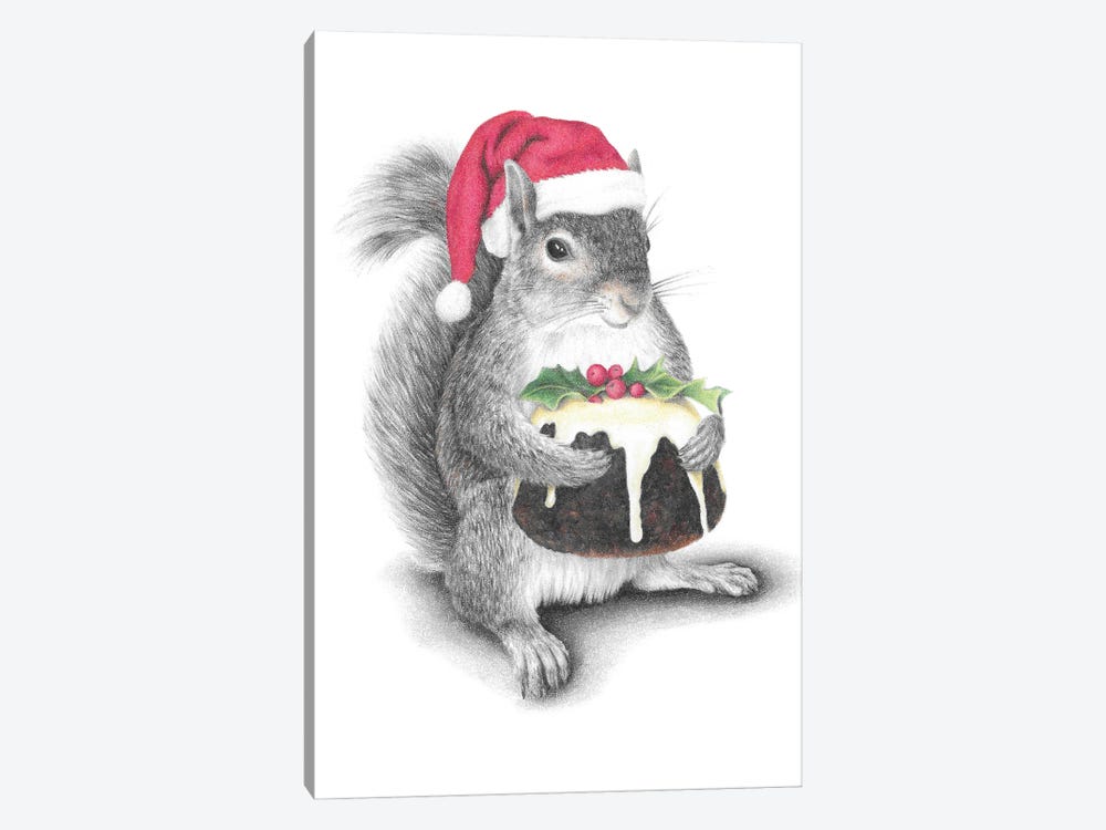 Santa Squirrel by Mandy Heck 1-piece Canvas Art