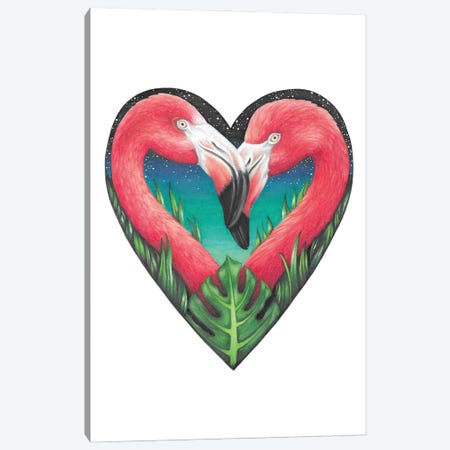 Flamingo Heart Canvas Print #MHK7} by Mandy Heck Canvas Art