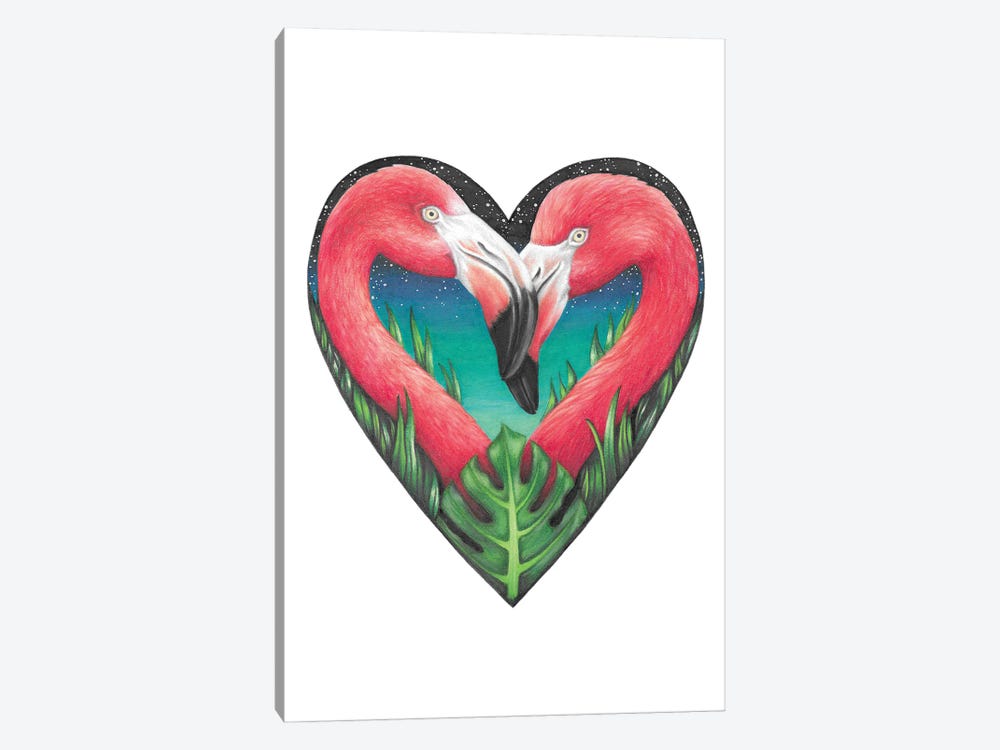 Flamingo Heart by Mandy Heck 1-piece Canvas Print