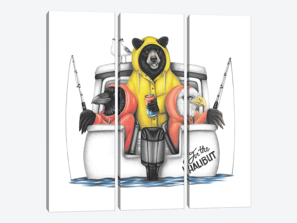 For The Halibut Fishing Boat by Mandy Heck 3-piece Canvas Artwork