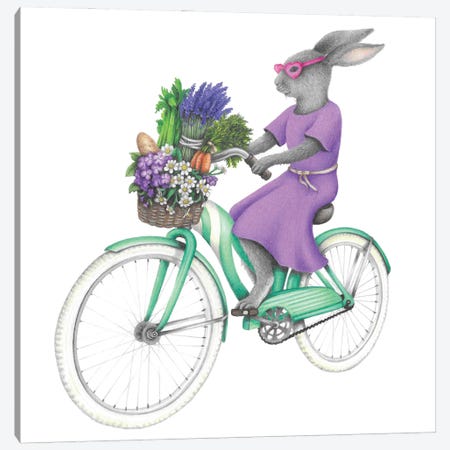 Bunny On A Bike Canvas Print #MHK9} by Mandy Heck Canvas Art Print