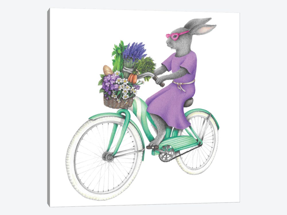 Bunny On A Bike by Mandy Heck 1-piece Canvas Print