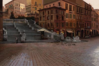 Spanish steps by Maher Morcos art print