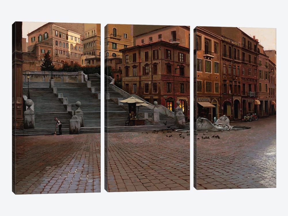 Spanish steps by Maher Morcos 3-piece Canvas Artwork