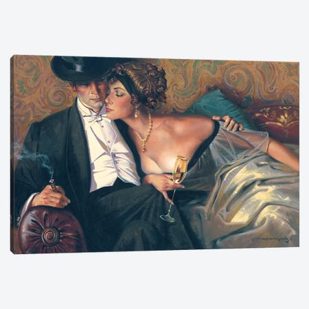 The French Lovers Canvas Print #MHM115} by Maher Morcos Canvas Art