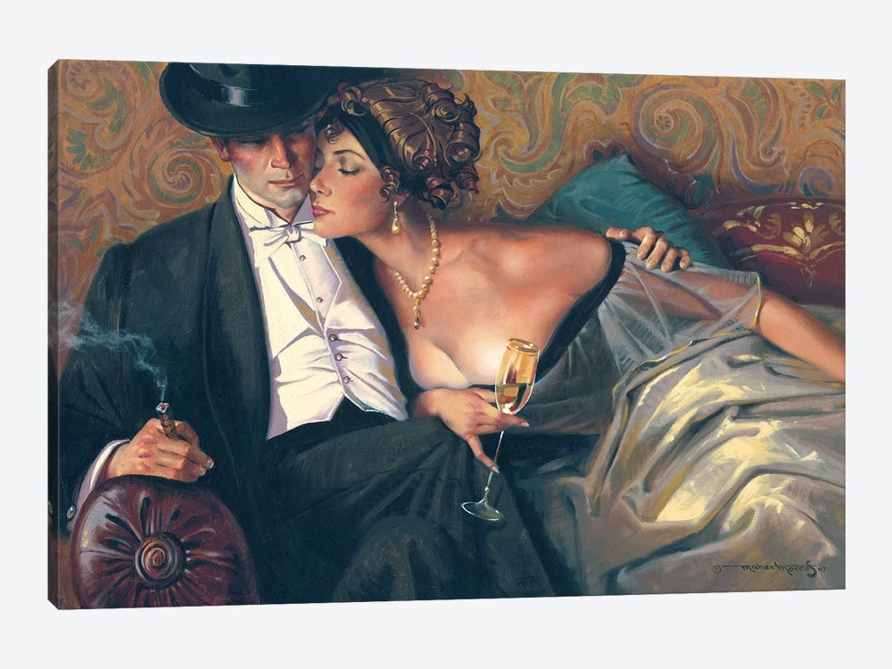 The French Lovers by Maher Morcos 1-piece Canvas Art