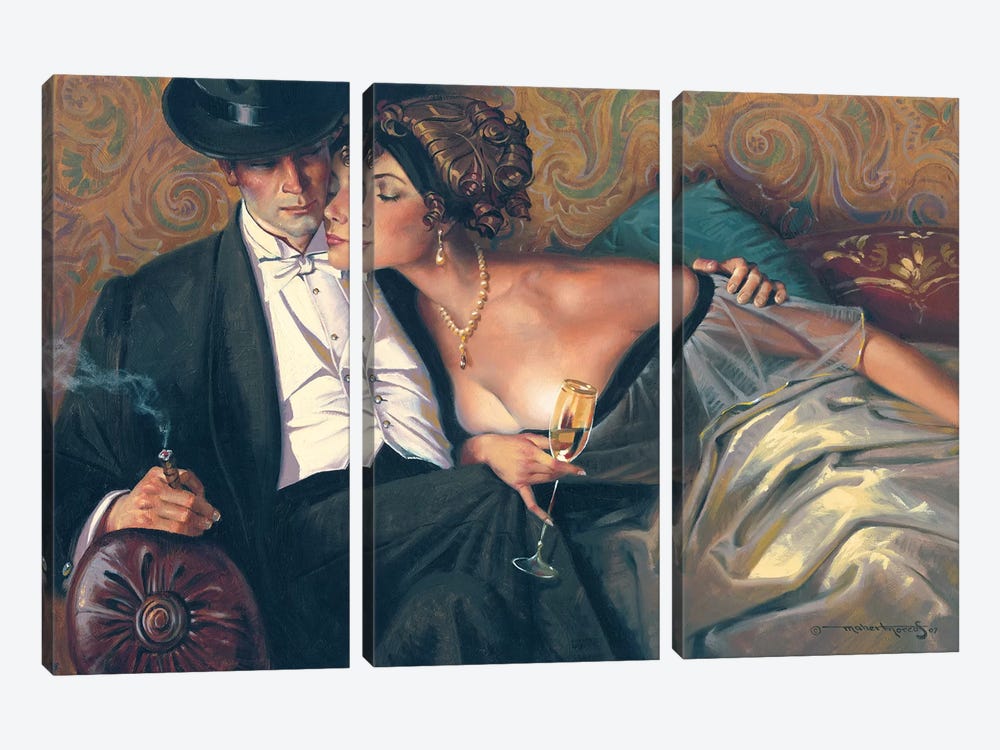 The French Lovers by Maher Morcos 3-piece Canvas Wall Art