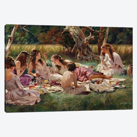 The Picnic Canvas Print #MHM118} by Maher Morcos Art Print