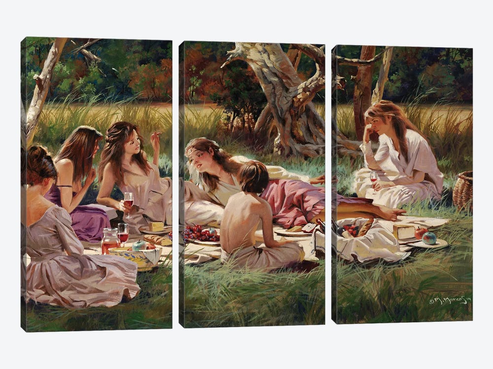 The Picnic by Maher Morcos 3-piece Canvas Art Print