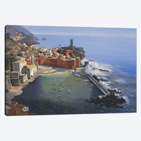 Vernazza Canvas Print #MHM134} by Maher Morcos Canvas Art