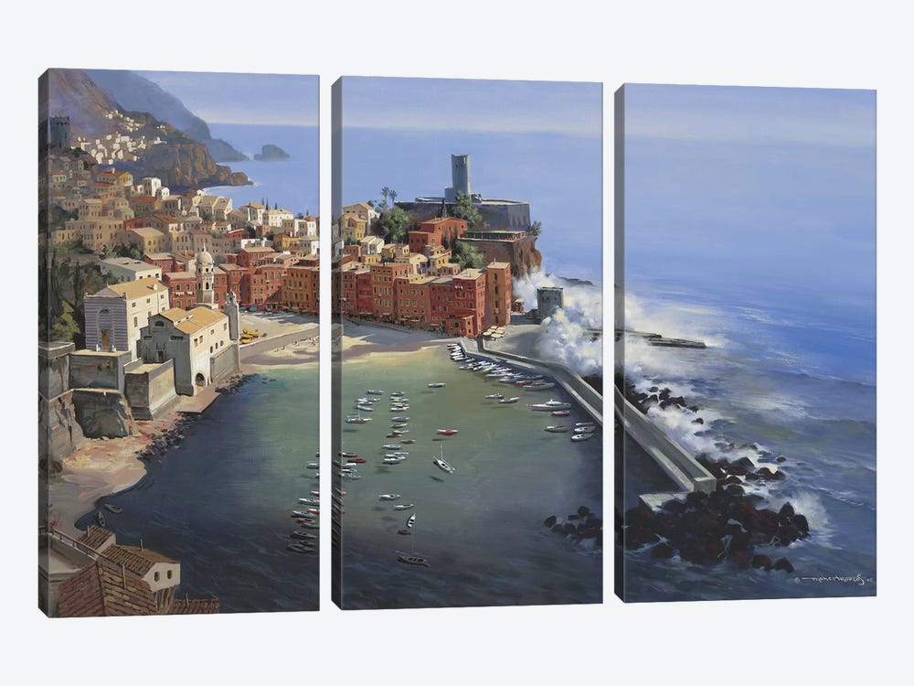 Vernazza by Maher Morcos 3-piece Canvas Art Print