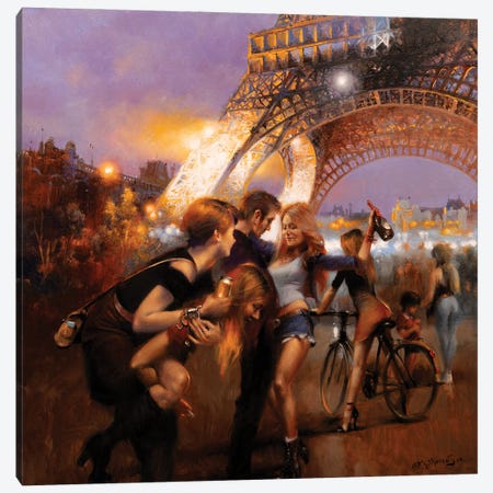 Parisian Night Canvas Print #MHM147} by Maher Morcos Canvas Print