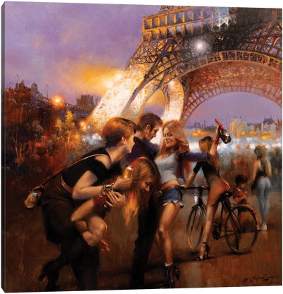 Parisian Night Canvas Art Print - Illuminated Oil Paintings