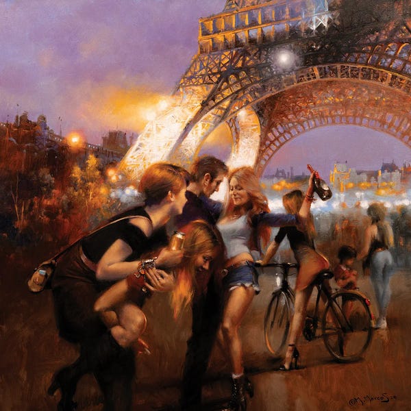 Illuminated Oil Paintings: Parisian Night by Maher Morcos