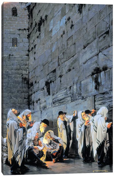 Early Morning Prayer Canvas Art Print - The Western Wall
