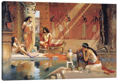 Egyptian Bathers Canvas Art Print - Maher Morcos