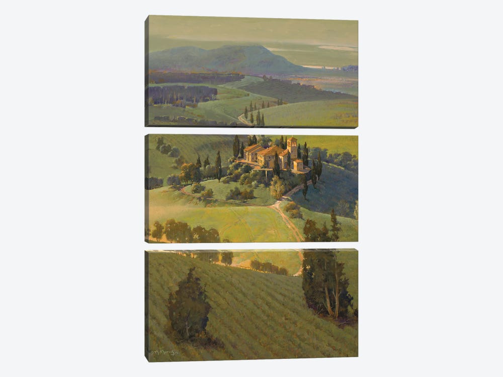 Hills Of Tuscany by Maher Morcos 3-piece Canvas Print