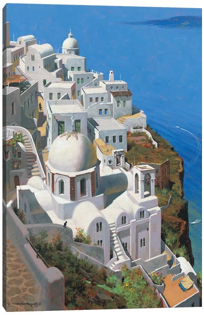 Hot Day In Santorini Canvas Art Print - Maher Morcos