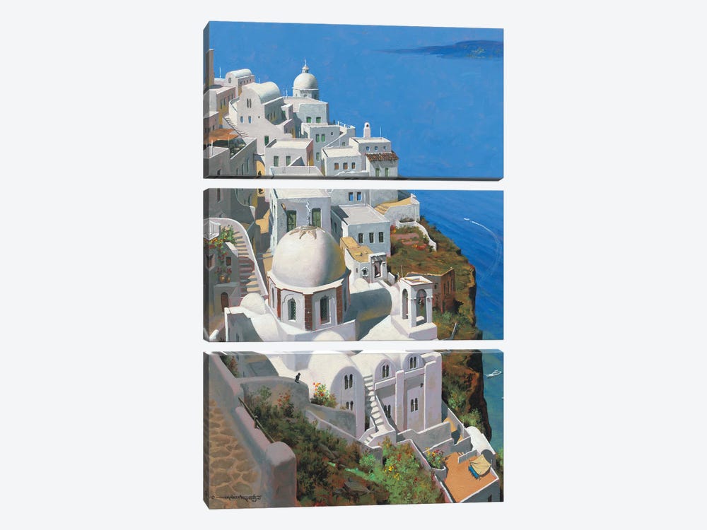Hot Day In Santorini by Maher Morcos 3-piece Canvas Artwork