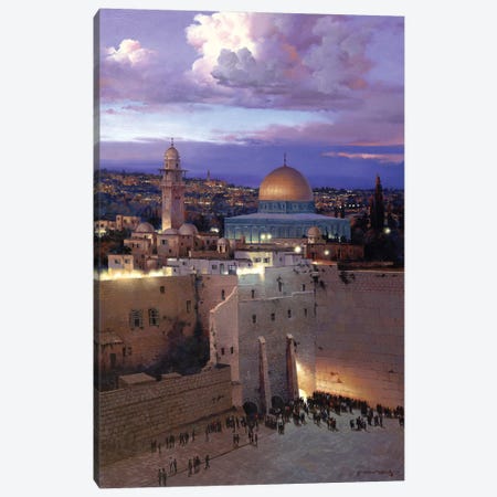 Jerusalem Sunset Canvas Print #MHM54} by Maher Morcos Canvas Artwork