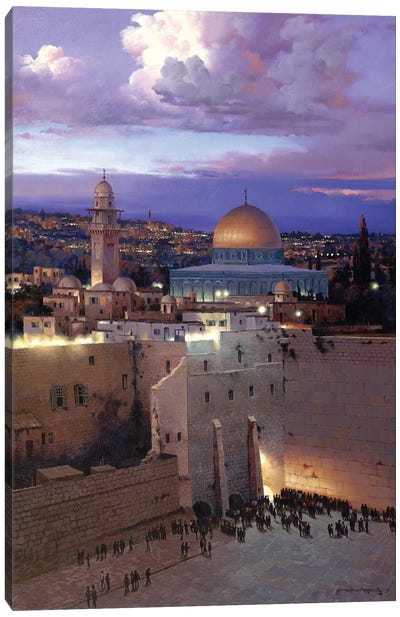 Jerusalem Sunset Canvas Art Print - Maher Morcos