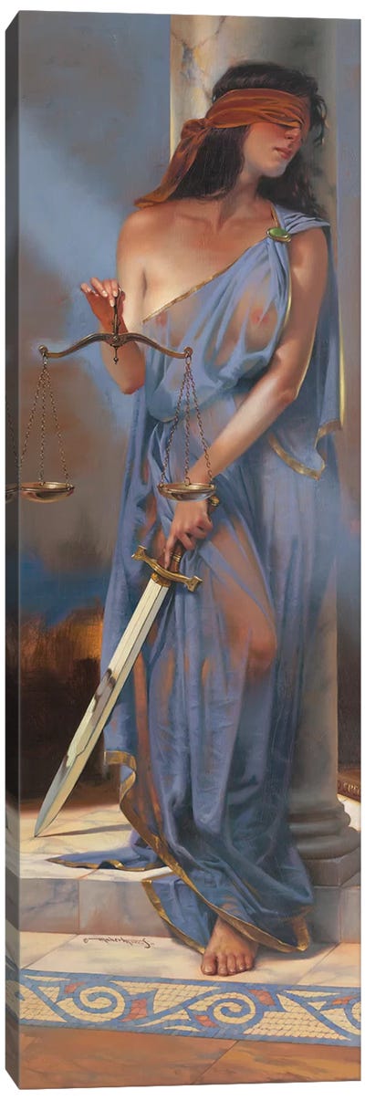 Lady Justice Canvas Art Print - Female Nude Art