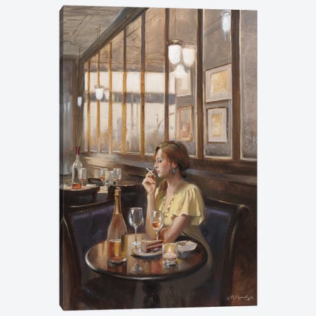 Lonely Table Canvas Print #MHM58} by Maher Morcos Art Print