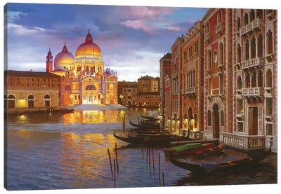 Night In Venice Canvas Art Print - Illuminated Oil Paintings