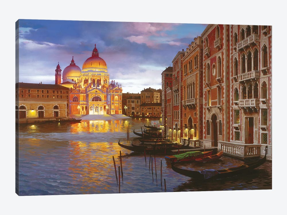 Night In Venice by Maher Morcos 1-piece Canvas Art Print