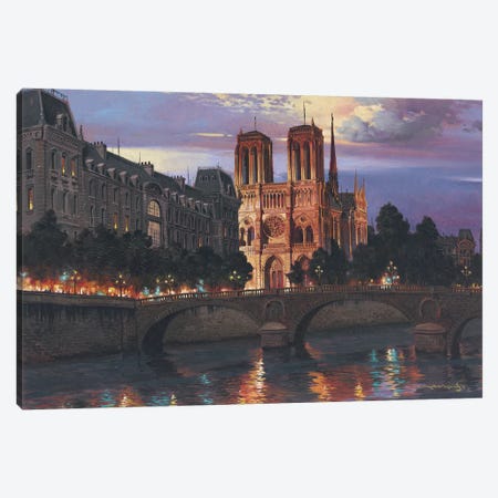 Notre Dame Canvas Print #MHM78} by Maher Morcos Art Print