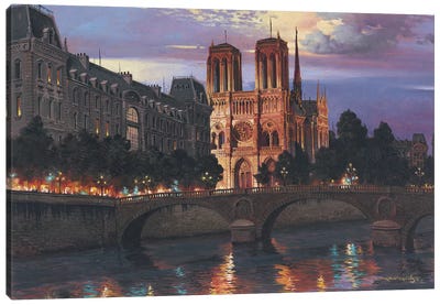 Notre Dame Canvas Art Print - Illuminated Oil Paintings