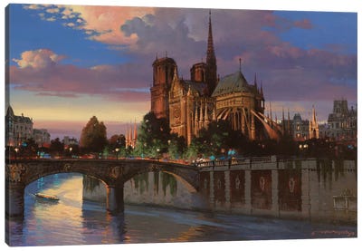 Notre Dame De Paris Canvas Art Print - Notre Dame Cathedral