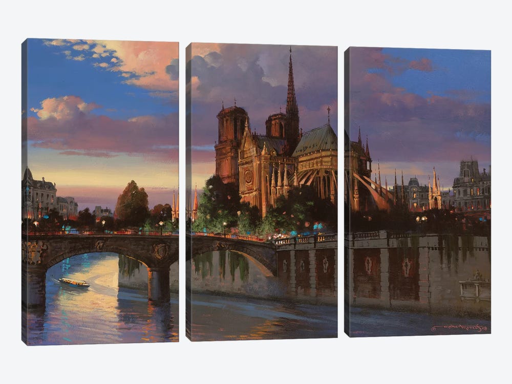 Notre Dame De Paris by Maher Morcos 3-piece Canvas Print